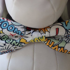 SUPERHERO COMIC BOOK / Bow Tie, Flower or Bandana / Collar Attachment & Accessory for Dogs and Cats