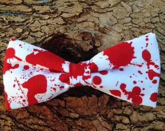 Bow Tie or Flower Collar Attachment & Accessory for Dogs and Cats / BLOOD Splatter