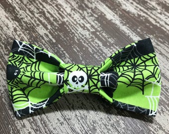 HALLOWEEN SKULLS and SPIDERWEBS / Bow Tie, Flower or Bandana / Collar Attachment & Accessory for Dogs and Cats