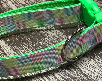 PASTEL SEERSUCKER / Adjustable Nylon Webbing Ribbon Dog Collar