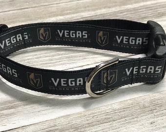 Las Vegas GOLDEN KNIGHTS / Ice Hockey NHL / Adjustable Nylon Webbing Ribbon Dog Collar