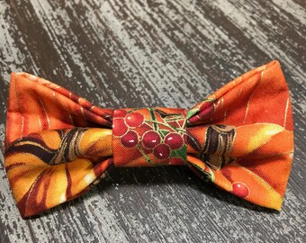 FALL PUMPKIN and CRANBERRIES / Bow Tie, Flower, or Bandana Collar Attachment & Accessory for Dogs and Cats