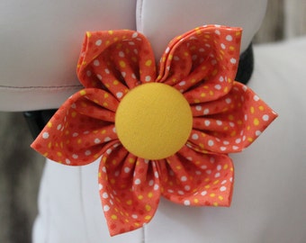 ORANGE and YELLOW DOTS / Collar Attachment & Accessory for Dogs and Cats