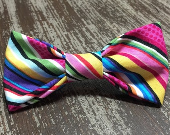 COLORFUL STRIPES / Bow Tie, Flower, or Bandana Collar Attachment & Accessory for Dogs and Cats