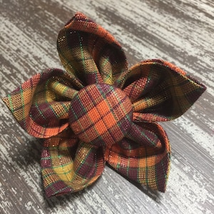 THANKSGIVING TARTAN / Bowtie, Flower, or Bandana Collar Accessory for Dogs and Cats