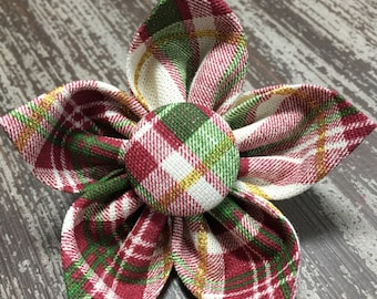 CHRISTMAS HOLIDAY TARTAN / Bow Tie, Flower or Bandana / Collar Attachment & Accessory for Dogs and Cats