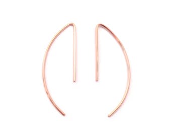 Kurve Ohrringe- 14k Roségold filled, dünne Rosegold Ohrringe, minimal gold Ohrringe, moderne Hoop Ohrringe