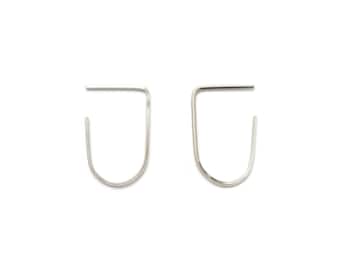 arc earrings-  sterling silver, thin silver earring, minimal silver earrings, modern hoop earring