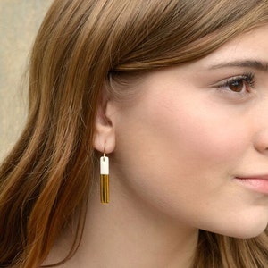 skinny gold-dipped porcelain bar earrings image 3