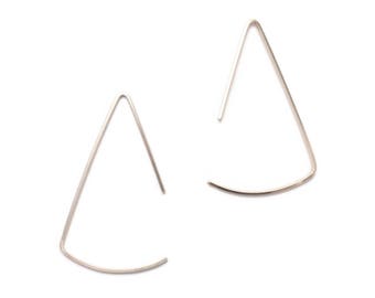 pendulum earrings-  Sterling Silver, thin silver earring, minimal silver earrings, modern hoop earring