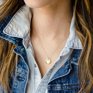 tiny porcelain hexagon necklace, gold dipped image 3