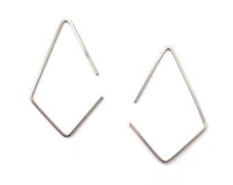 apex earrings-  sterling silver, thin silver earring, minimal sterling silver earrings, modern hoop earring