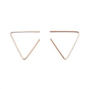 triangle hoop earrings-  14k rose gold-filled acute earrings, thin rose gold earring, minimal rose gold earrings, modern hoop earring