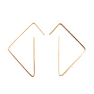 tri earrings-  14k gold-filled, triangle earrings, thin gold earrings, minimal gold earrings, modern hoop earrings