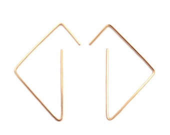 tri earrings-  14k gold-filled, triangle earrings, thin gold earrings, minimal gold earrings, modern hoop earrings