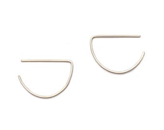 semi circle earrings-  sterling silver, thin silver earring, sterling hoop earrings, modern hoop earring