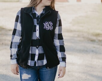 Monogrammed Fleece Vest, Christmas Gift for Her under 30 a7