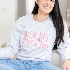 Embroidered Mama Sweatshirt New Mom Gift Mom Birthday Gift Mothers Day Gift Mom Sweatshirt Christmas Gifts for Mom image 1