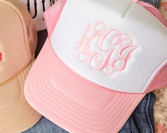 Monogram Trucker Hat, Custom Trucker Hat for Women, Cute Trucker Hat