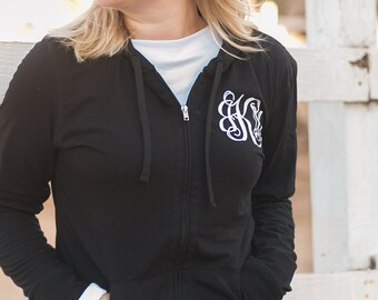 Monogram Zip Up Hoodie Monogrammed Jacket Gift for Her  (MG003)