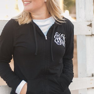 Monogram Zip Up Hoodie Monogrammed Jacket Gift for Her  (MG003)