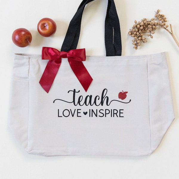Teacher Tote Bag, Teacher Bag, Personalized Teacher Gift, Gift for Teacher,  Thank You Christmas Gift (BR126)