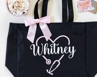 Sac fourre-tout pour infirmière, fourre-tout infirmière autorisée, sac fourre-tout personnalisé, cadeau infirmière, cadeau infirmière autorisée, cadeau pour étudiante en soins infirmiers, IAA, ANC, cadeau de remise des diplômes infirmière