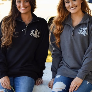 Monogram Charles River Quarter Zip Pullover Monogrammed Charles River Sweatshirt 1/4 Half Zip Gift for Her E4 image 1