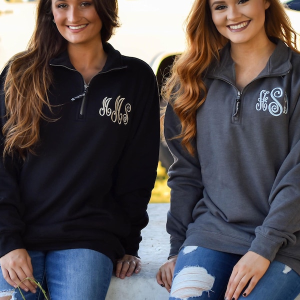 Monogram Charles River Quarter Zip Pullover ~ Monogrammed Charles River Sweatshirt 1/4 Half Zip ~ Gift for Her E4