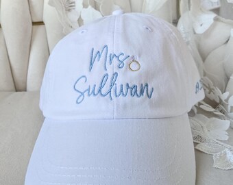 Bride Hat Personalized, Custom Engagement Present, Mrs Hat, Bridal Shower Gift for Bride to Be