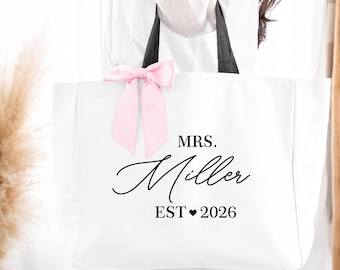 Sac de mariée personnalisé, cadeau de fiançailles pour la mariée, sac fourre-tout de mariage Future Mrs, cadeaux de shower de bébé