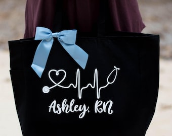 Nurse Tote Bag, RN Tote, Personalized Tote Bag, Nurse Gift, RN Gift, Gift for Nursing Student, Lpn, Cna