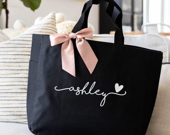 Sacs fourre-tout de demoiselle d'honneur, fourre-tout de demoiselle d'honneur, sacs de demoiselle d'honneur personnalisés, sacs de fête de mariage, cadeaux de demoiselle d'honneur
