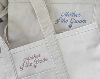 Mother of the Bride Bag, Mother of the Groom Gift, Custom Canvas Tote Bag Embroidered, Mother of the Bride Gift for Mom from Bride