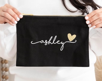 Custom Makeup Bag, Personalized Make up Bag, Cosmetic Bags with Name, Bridesmaid Proposal Gifts Personalized