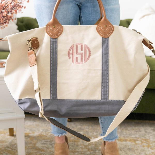 Weekender Bag Women, Personalized Duffle Bag, Canvas Duffle Bag, Bridesmaid Gift, Personalized Gifts for Her C6