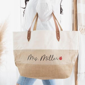 Personalized Teacher Tote Bag, Teacher Appreciation Gifts, Custom Gifts for Teachers