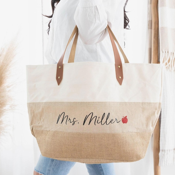 Personalized Teacher Tote Bag, Teacher Appreciation Gifts, Custom Gifts for Teachers