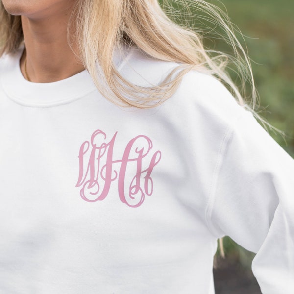 Monogrammed Sweatshirt Monogram Sweater Personalized Crewneck Sweatshirt Women Gift for Her (MG003)