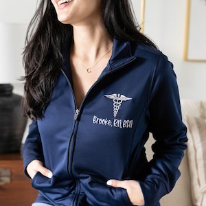Nurse Jacket Personalized, RN Jacket Embroidered, Custom Nursing Gifts, LPN CNA Nurse Graduation Gifts