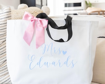 Sac de mariée personnalisé, sac fourre-tout Future Mrs, cadeau de fiançailles, cadeaux de future mariée, cadeau de shower de bébé