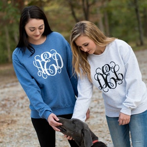 Monogrammed Sweatshirt, Monogram Sweater, Crewneck Monogram Sweatshirt, Christmas Gift for Her (MG001)