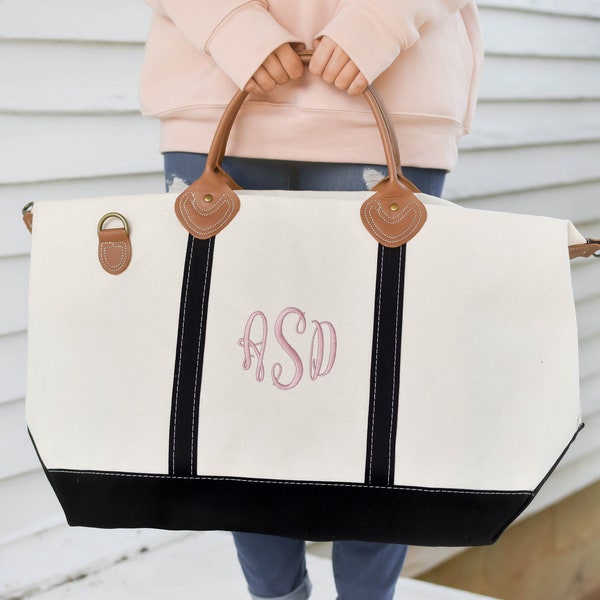 Personalized Duffle Bag, Weekender Bag Women, Canvas Duffle Bag Women, Personalized Gift for Her, Bridesmaid Gift C6