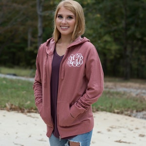 Monogram zip up hoodie clearance