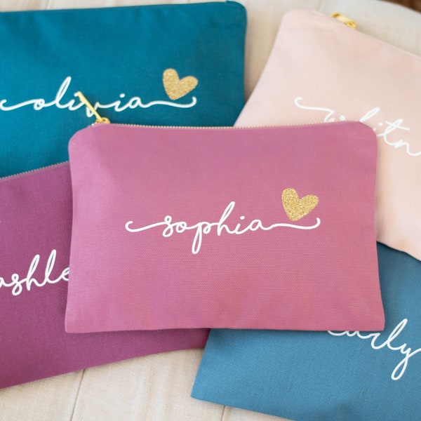 Custom Bridesmaid Makeup Bags Personalized Make Up Bags Bridesmaid Gifts Cosmetic Bags Personalized Best Friend Birthday Gifts (BR036)