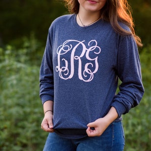 Monogrammed Long Sleeve Shirt, Christmas Gift for Her, Girlfriend ...