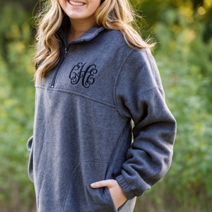 Monogrammed Fleece Quarter Zip Pullover Sweatshirt, Christmas Gifts for Her under 30 D1