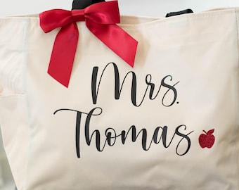 Sac fourre-tout pour professeur, sac pour professeur, cadeau personnalisé pour professeur, cadeau pour professeur, cadeau de Noël de remerciement