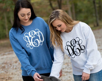 Monogrammed Sweatshirt, Monogram Sweater, Crewneck Monogram Sweatshirt, Christmas Gift for Her (MG001)