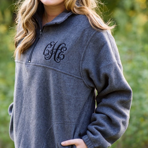Monogrammed Fleece Quarter Zip Pullover 